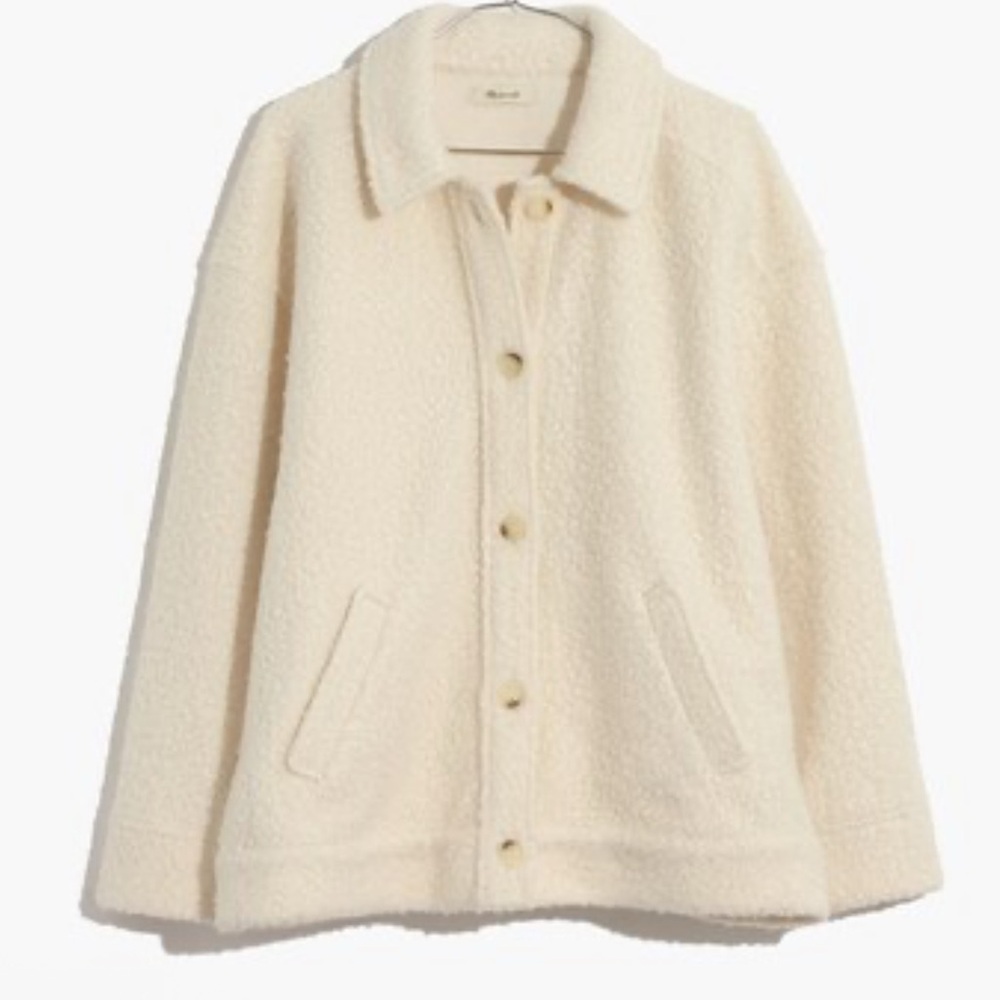 Madewell Boucle Antique Cream Bomber Jacket XL